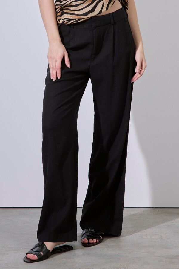 Pantalon Lino Wide NEGRO