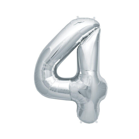 Globo números de aluminio 81 cm 4 Plata