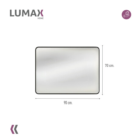 Espejo Horizontal Lumax Xindi Marco Rectangular 90 x 70cm Negro