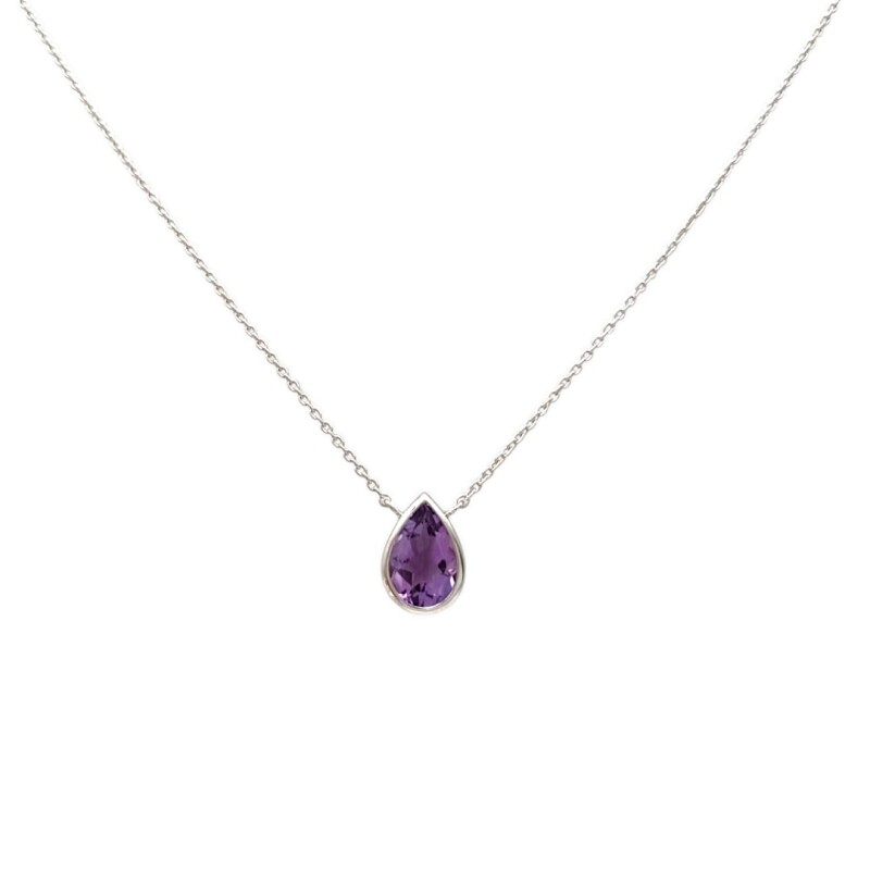 Conjunto colgante Lágrima- Plata 925 - Amatista - CJ31413 Conpiedra