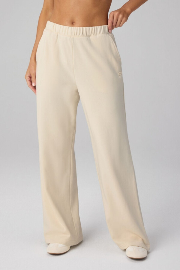 Pantalón Year Round Terry Wide Leg Sweatpant Mujer Almond Milk