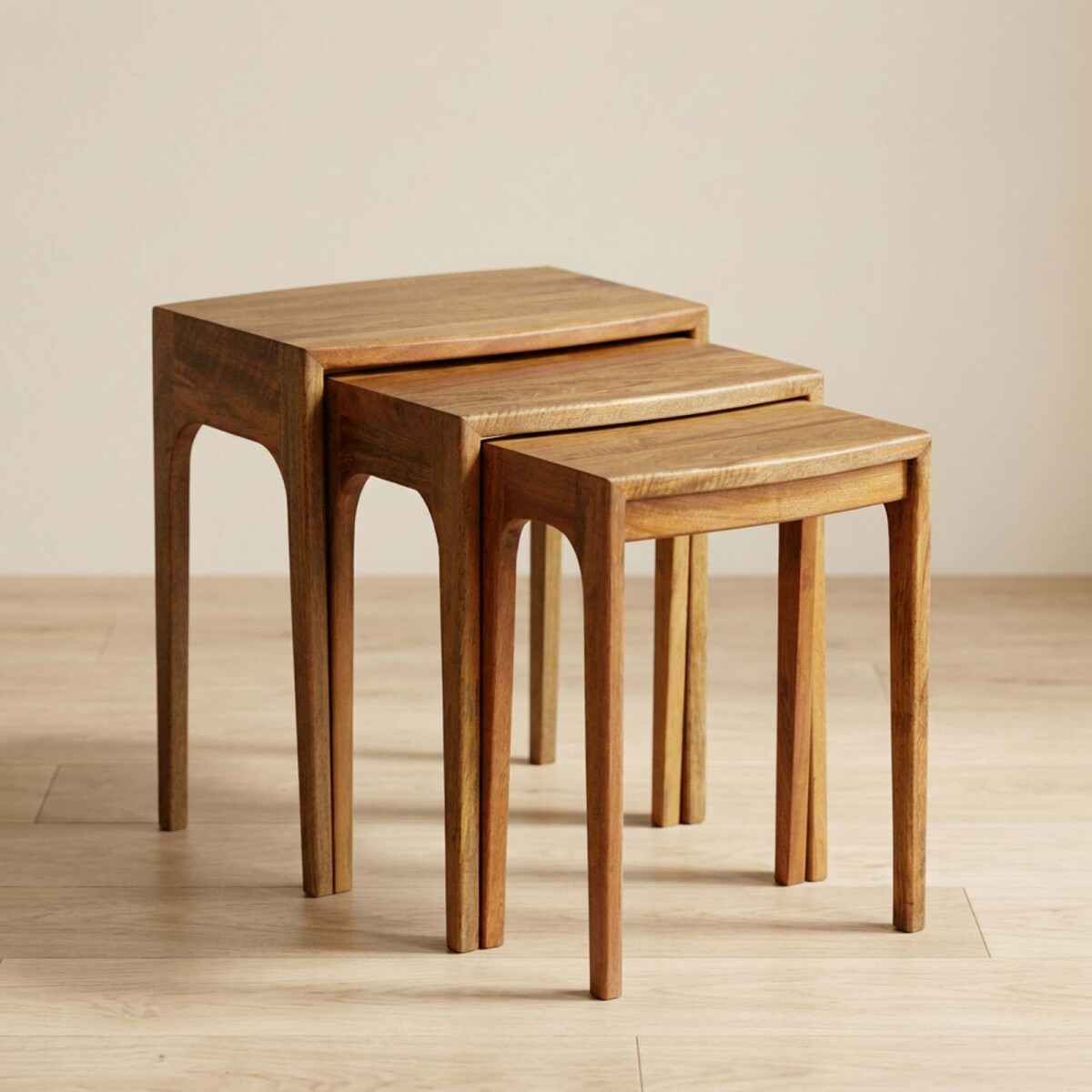 SET MESAS - MADERA MARRON VINTAGE CASTAÑO 