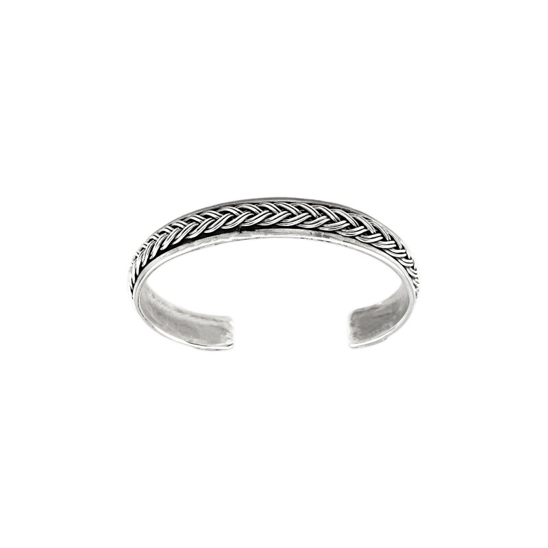 Brazalete trenzado con borde-Plata 925-Sin Piedra-BR3012 sinpiedra