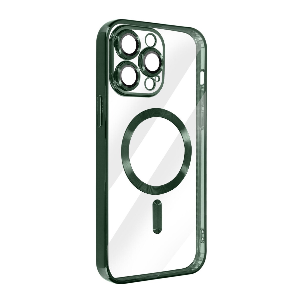 Case Transparente con Carga Inalambrica y Borde de Cromado Iphone 14 Pro Green