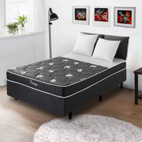 Conjunto Sommier TROYA | Plaza y Media + Box | Espuma | 190x110x50 cm | Soporta 150 Kg Conjunto Sommier TROYA | Plaza y Media + Box | Espuma | 190x110x50 cm | Soporta 150 Kg