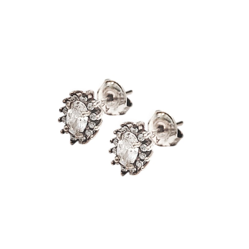 Caravanas Oval-Plata 925-Piedra zirconia-CA3070 conpiedra