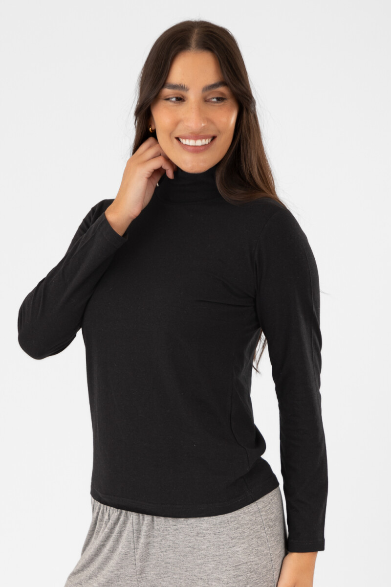 Polera algodón elastano Negro