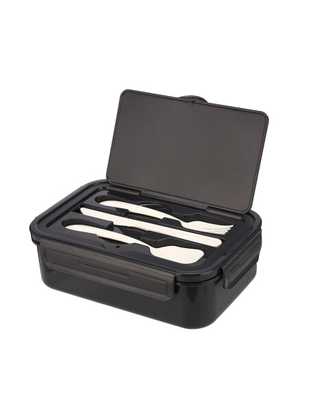 Lunchbox Con Cubiertos Negro