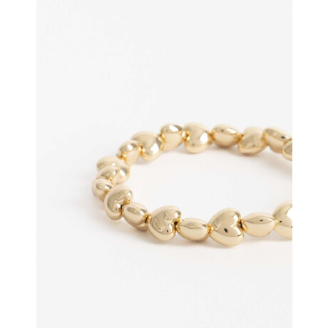 Pulsera Elastica Corazones Metal Dorado