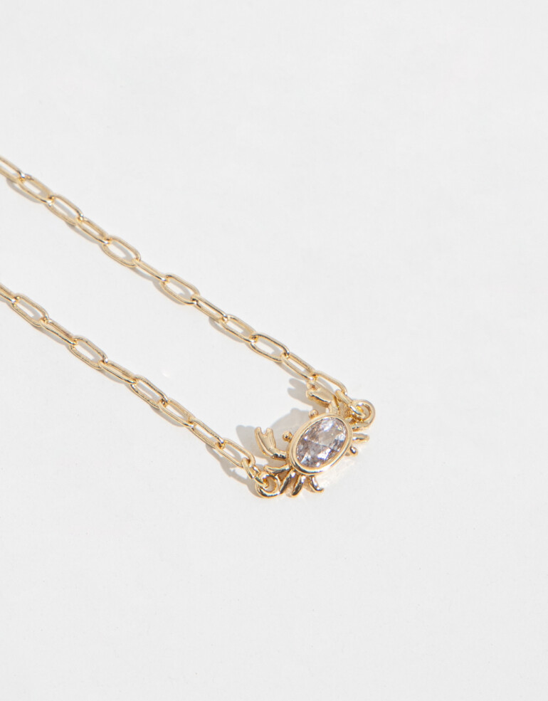 Pulseras Flexibles Strass Pulsera Con Dije De Cangrejo - Dorado