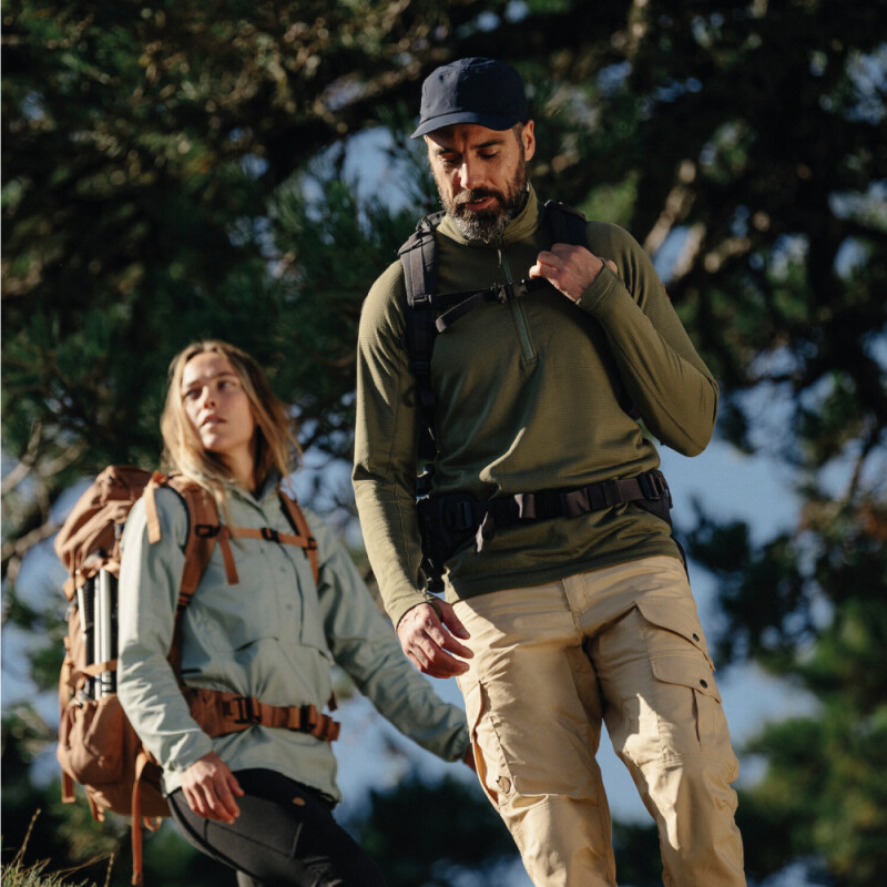 Casaca Fjallraven Abisko Lite Fleece Half Zip Hombre Dark Navy