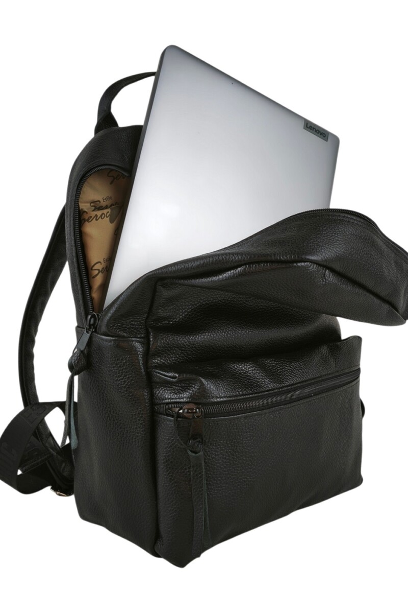 Mochila de cuero urbana Negro