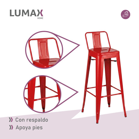 Taburete Tolix en metal con respaldo Rojo