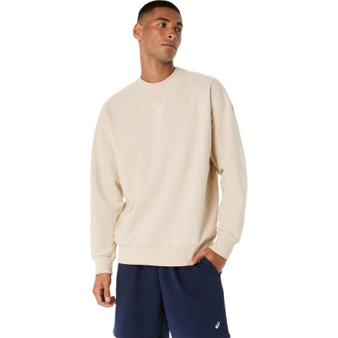 Polera Training Fleece Relaxed Crew-Neck Top Hombre Oatmeal