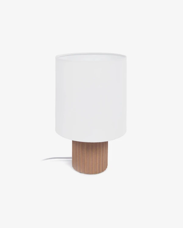 Lámpara de mesa Eshe de cerámica con acabado terracota y blanco Lámpara de mesa Eshe de cerámica con acabado terracota y blanco