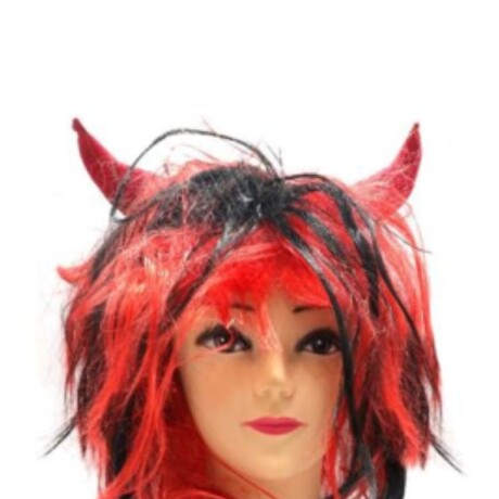 PELUCA CON CUERNOS ROJO Y NEGRO PELUCA CON CUERNOS ROJO Y NEGRO