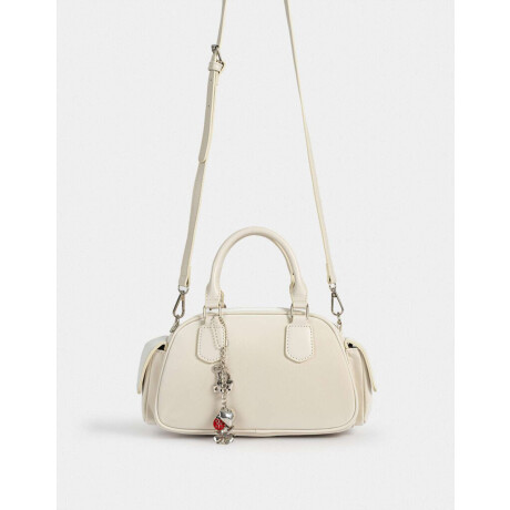 Cartera Bowling Con Charm Blanco Crudo