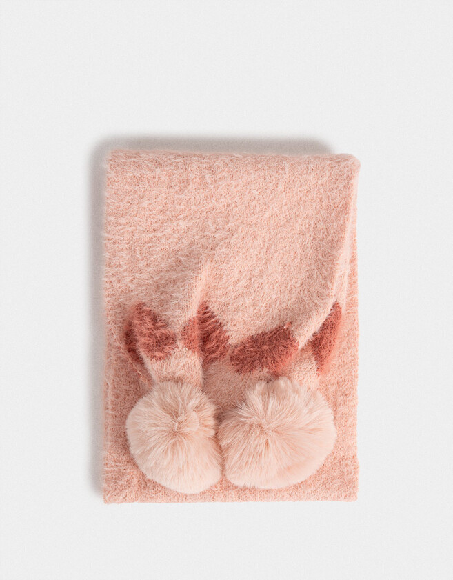 Bufandas y Chalinas Infantiles Con bordado Bufanda Infantil Con Pompones - Rosa Claro