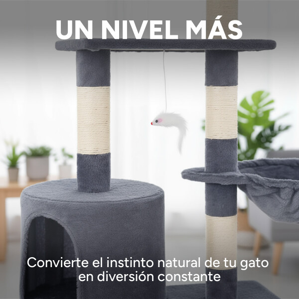 Rascador Torre 5 Niveles En Felpa Y Sisal Para Gato Juego Gris Oscuro