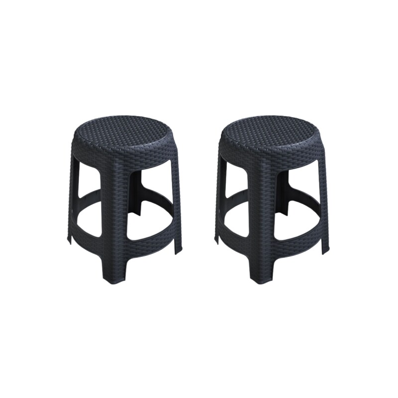 Set x2 Banqueta simil ratán NEGRO