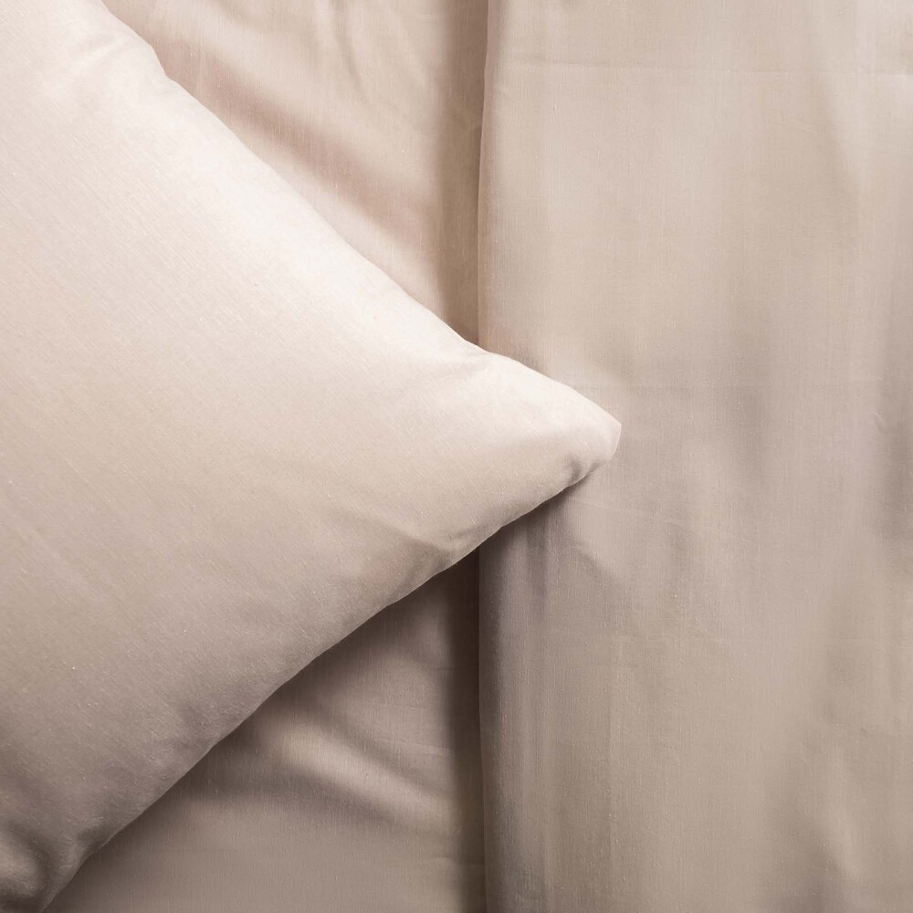 JUEGO SÁBANAS 2 PLAZAS ALGODON-Y-POLIESTER NATURAL-BEIGE SLUB BLEND BEIGE