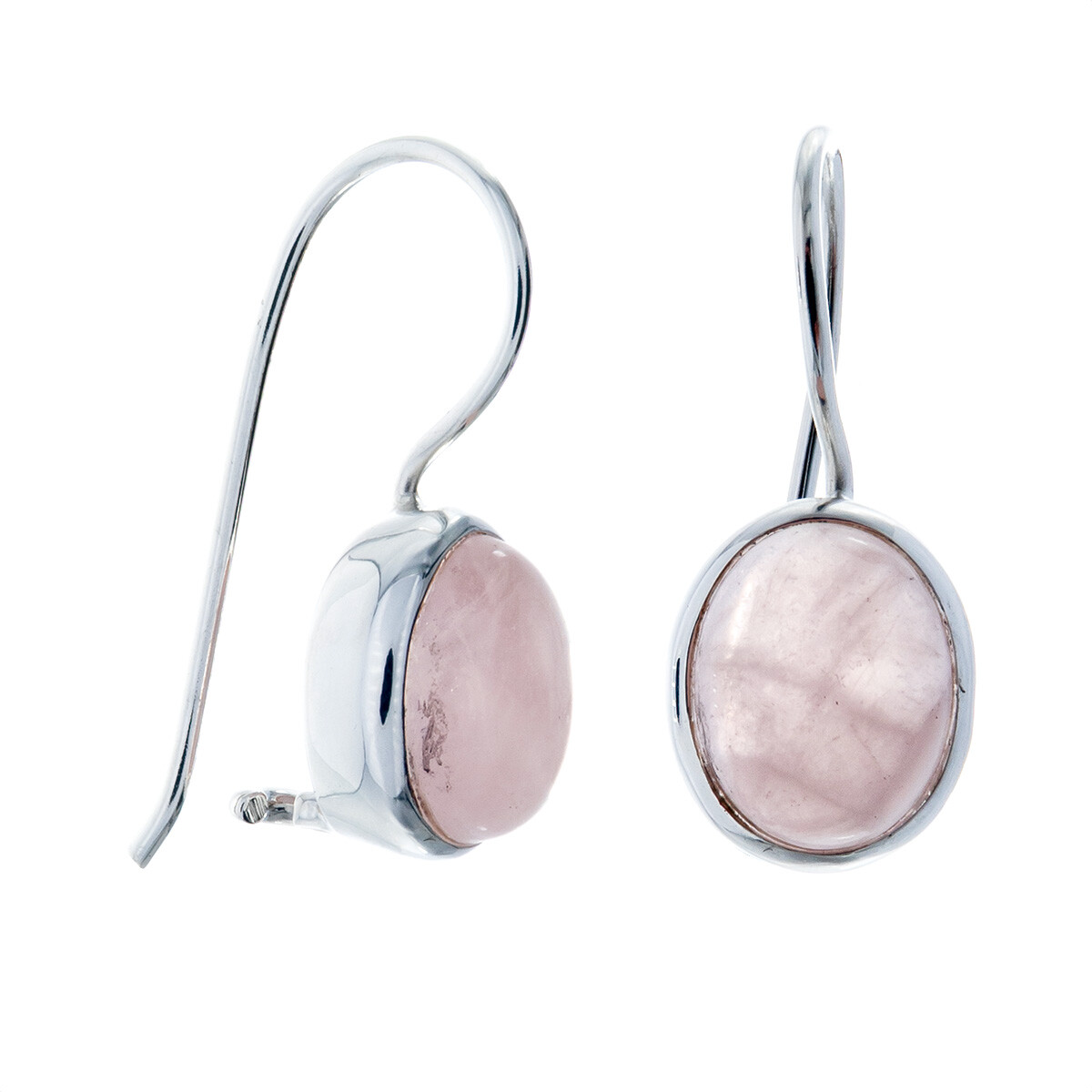 Caravanas de plata 925, CUARZO ROSA. 