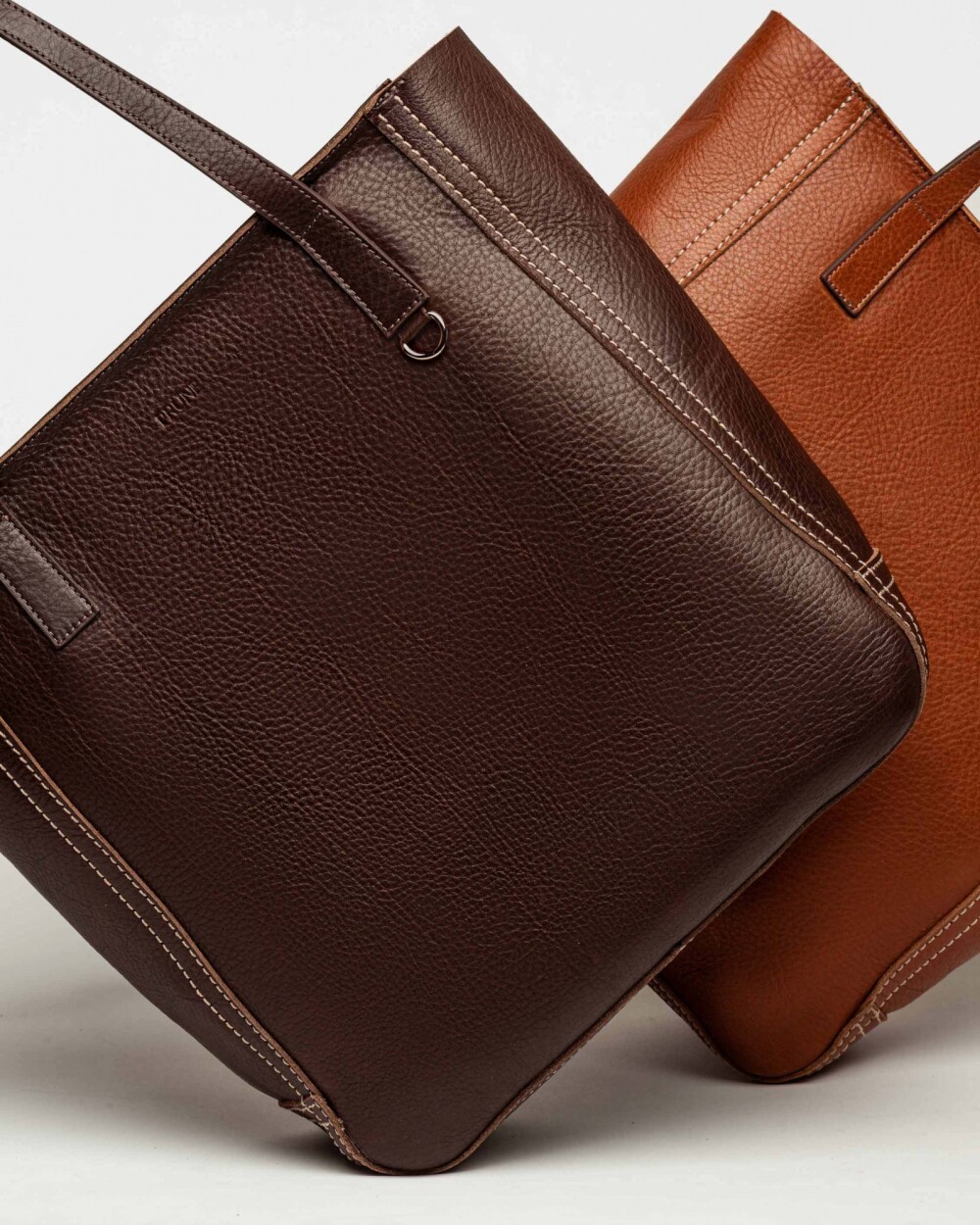 Shopper Vera en cuero vegetal liso Chocolate Niquel