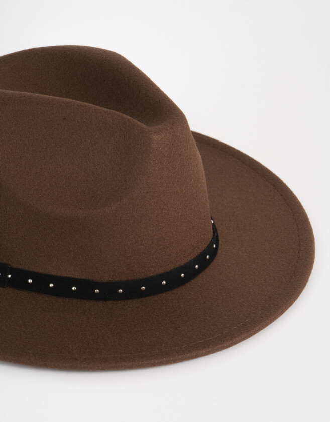 Sombreros Boho Sombrero Con Trim - Marron Oscuro