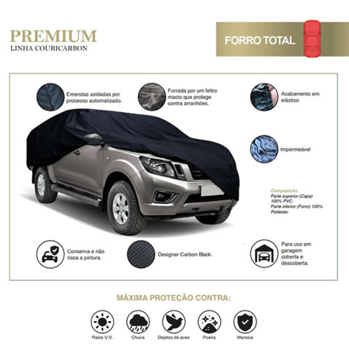 Funda para camionetas SUV impermeable con filtro UV, Material Premium Eco Cuero, Marca Carrhel 