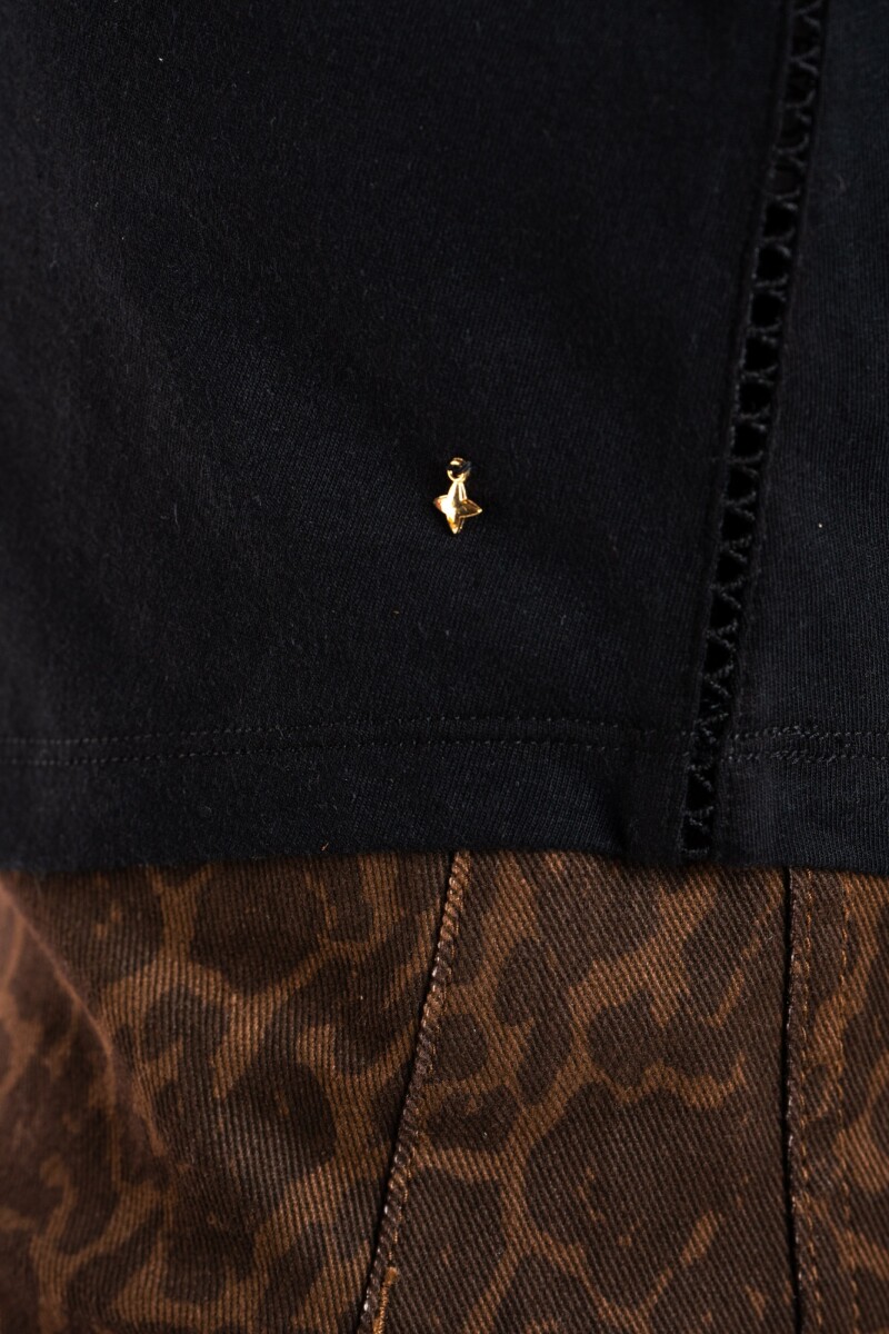 Musculosa Algodón Peinado Negro