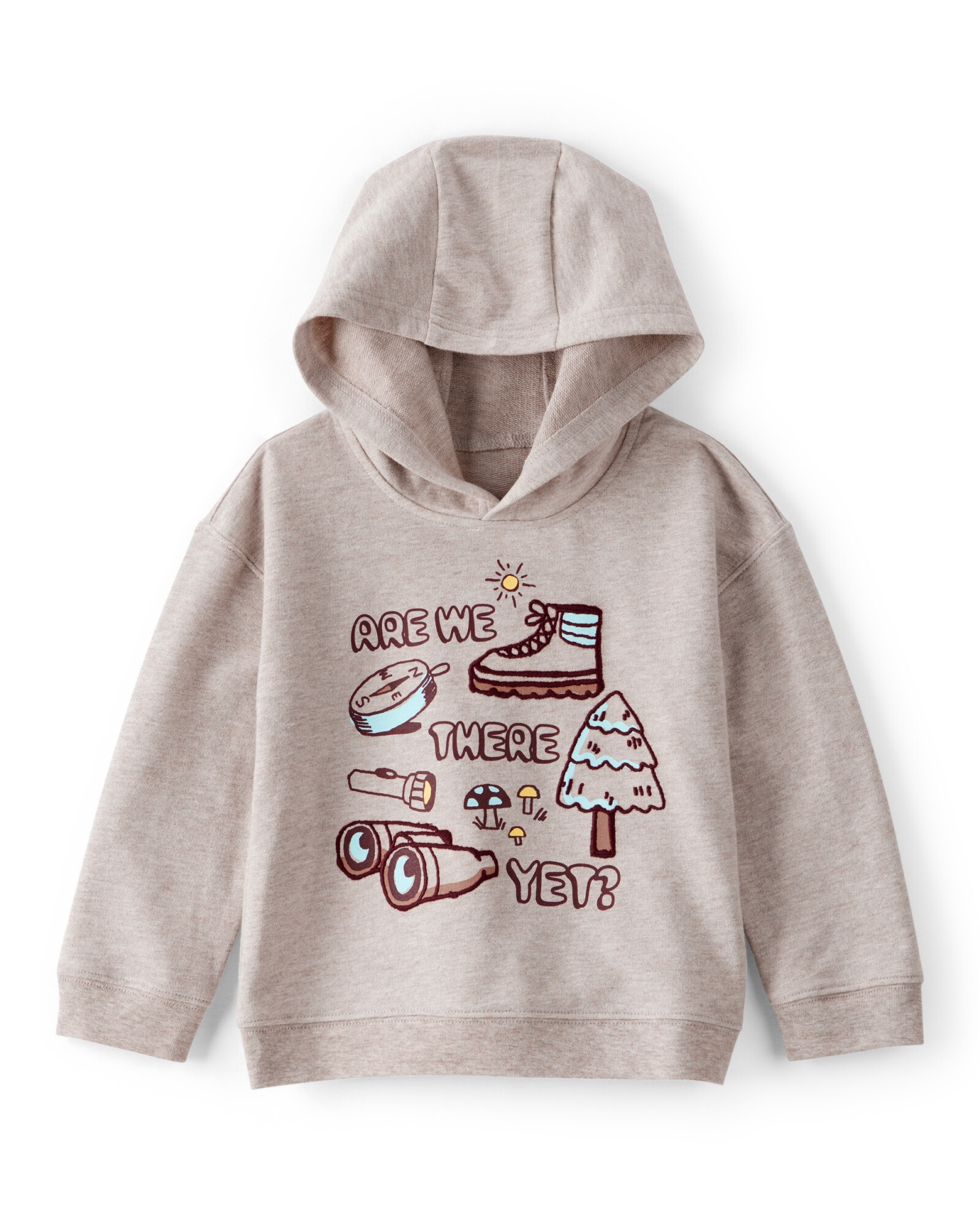 Buzo de algodón, con capucha, beige, estampa camping Sin color