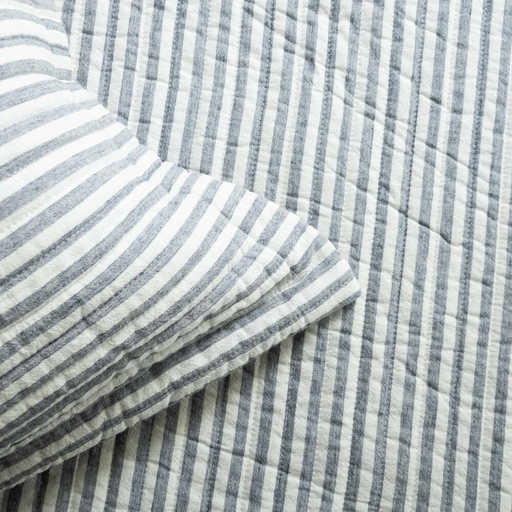 SET CUBRECAMA 1 PLAZA ALGODON AZUL COTTON STRIPE