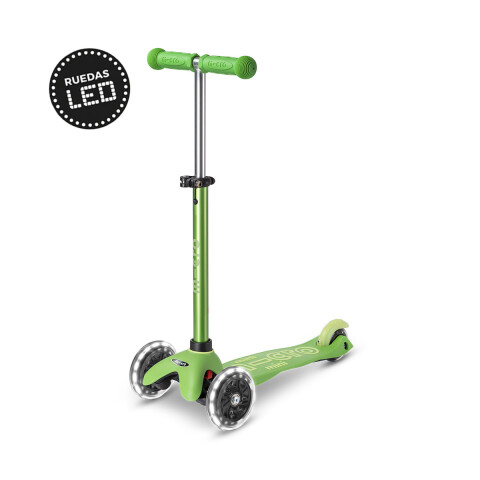 Monopatín Micro Mini Deluxe LED Ajustable con 3 Ruedas VERDE