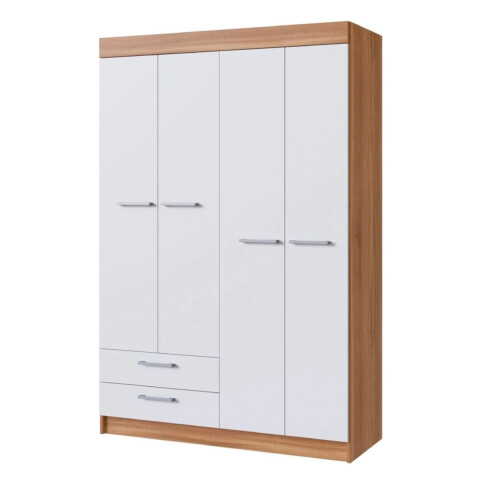 Ropero Armado Premium En 15mm 4 Puertas 7 Estantes 2c Color Nogal-blanco Ropero Armado Premium En 15mm 4 Puertas 7 Estantes 2c Color Nogal-blanco