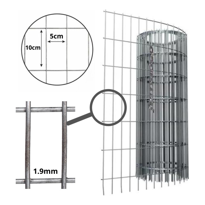 Tejido Malla Electrosoldada Galvanizada 1.99mm 1.80 X 25 Mts Gris