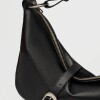 Bolso Bambu En Cuero Graneado Negro