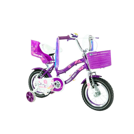 Bicicleta queen rodado 12 con rueditas y canasto VIOLETA