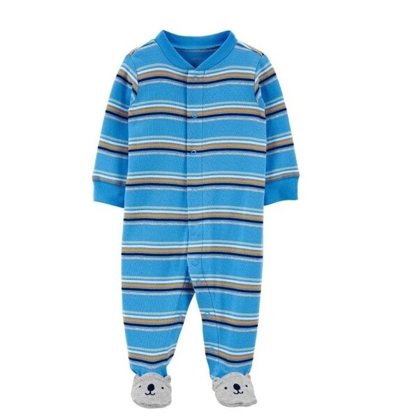 Enterito algodón Carters con pie RN Celeste Striped OSO