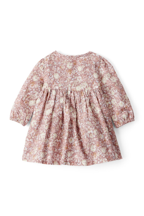 Vestido de algodón, rosado, diseño floral Vestido de algodón, rosado, diseño floral
