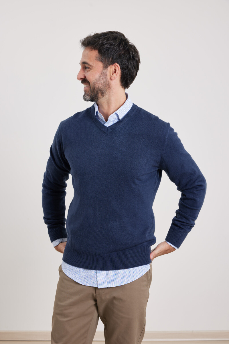 SWEATER V HARRINGTON URBAN - Azul Oscuro 