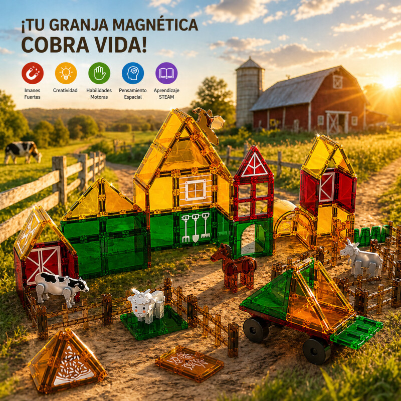 Granja Bloques Magneticos Juguete Infantil Iman 76pcs Stem Granja Bloques Magneticos Juguete Infantil Iman 76pcs Stem