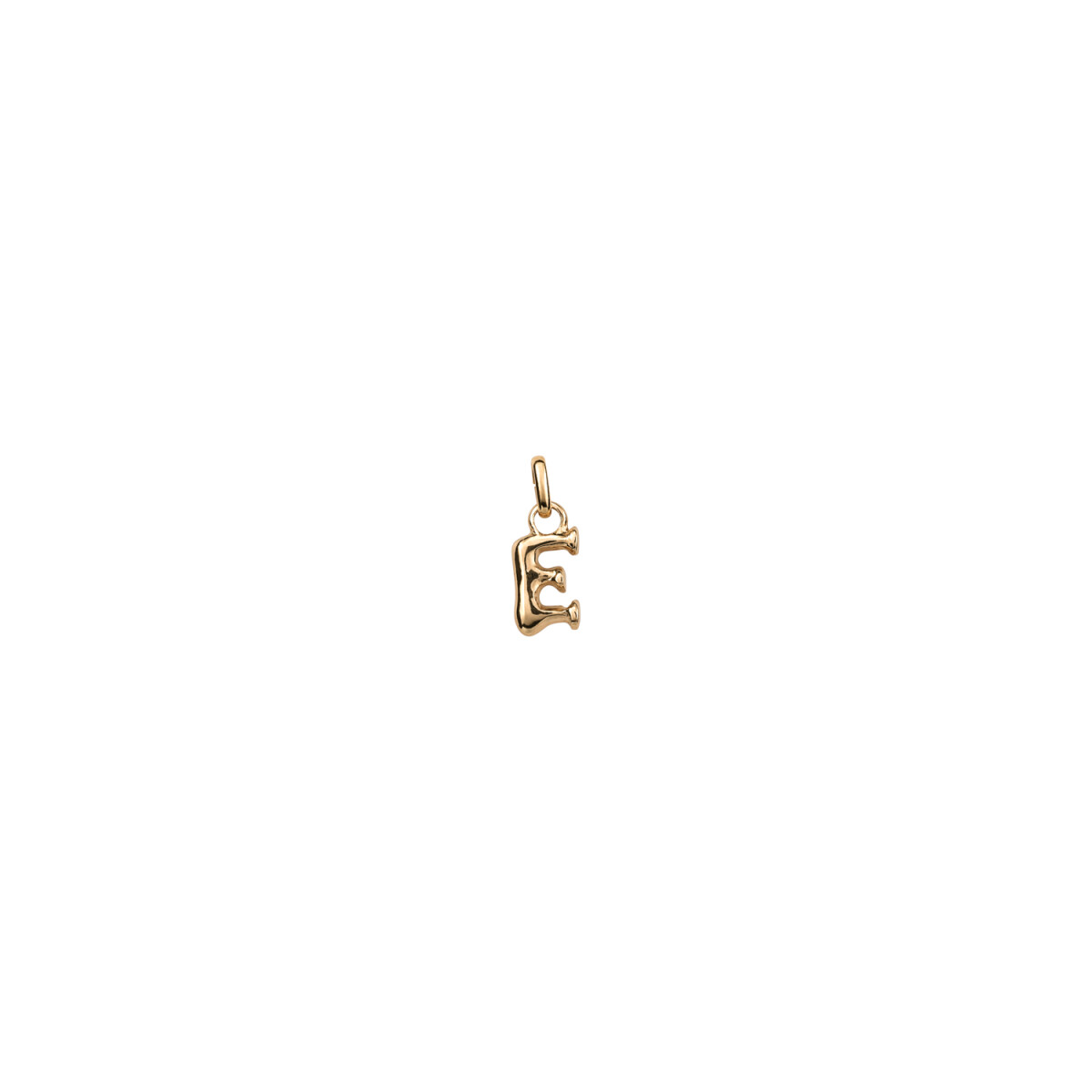 CHARM DE ALEACION DE METALES BAÑADO EN ORO DE 18 K CON FORMA DE LETRA E CON ARGOLLA - Charm 