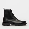 Borcego Harvey En Cuero Graneado Negro