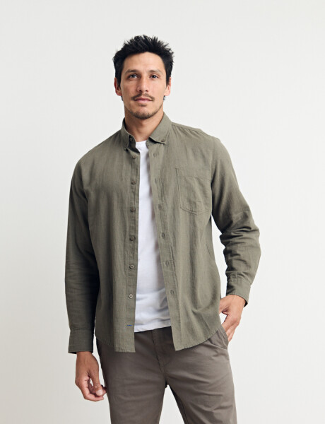 011665 CAMISA DE LINO HARRINGTON LABEL Oliva