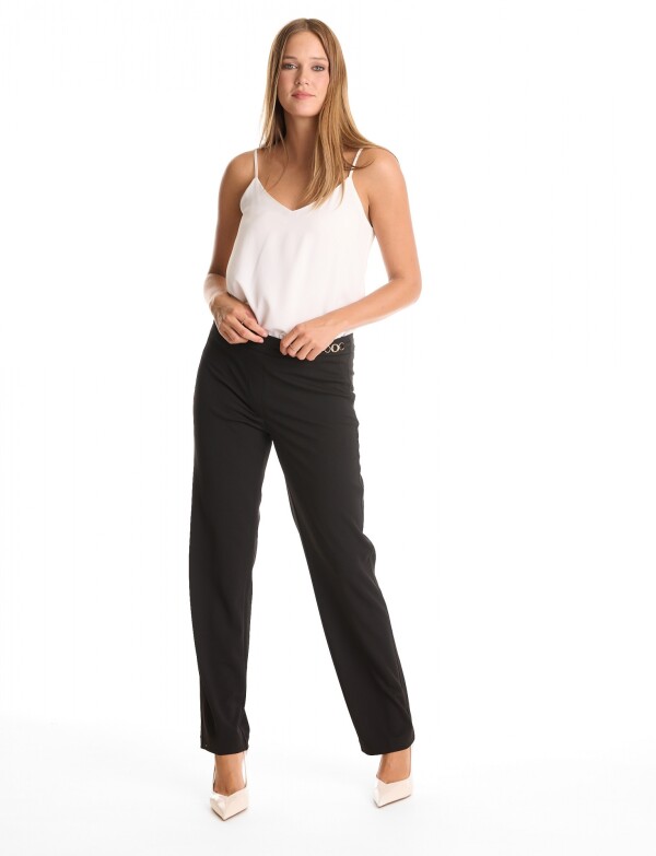 Pantalon Recto & Apliques Dorados NEGRO