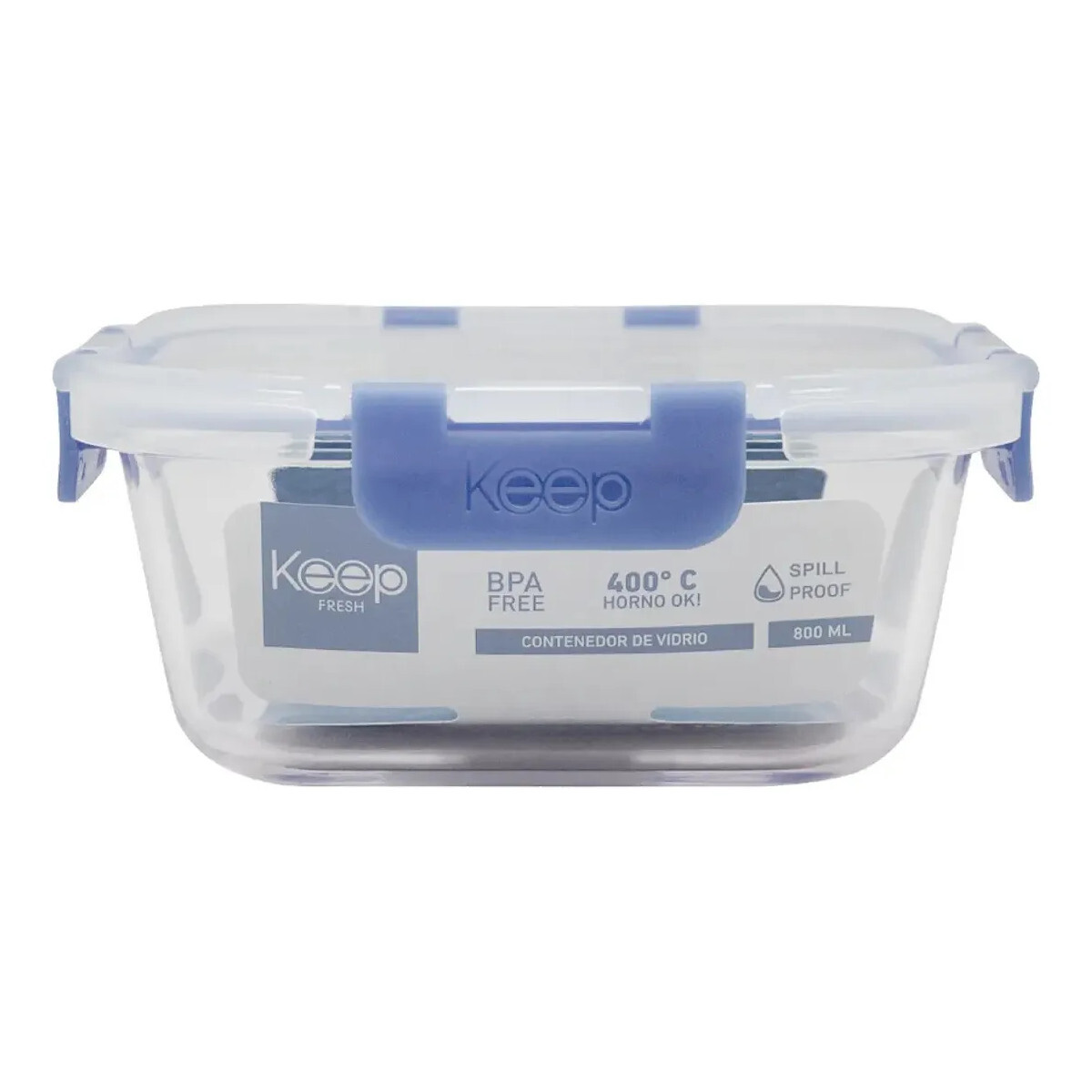 Recipiente Vianda De Vidrio Keep Para Microondas 800 Ml - Azul 