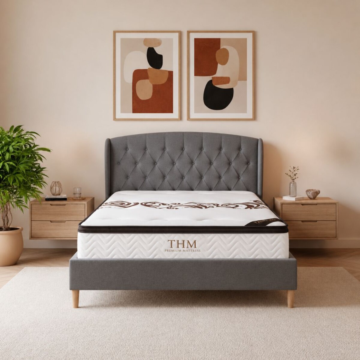 Sommier queen HAMPTONS Hybrid Palladium con respaldo 