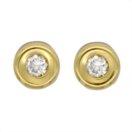 Par de caravanas de oro 18 ktes con brillantes, PUNTO DE LUZ. Par de caravanas de oro 18 ktes con brillantes, PUNTO DE LUZ.
