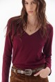 REMERA V DOBLE M/L BURDEOS