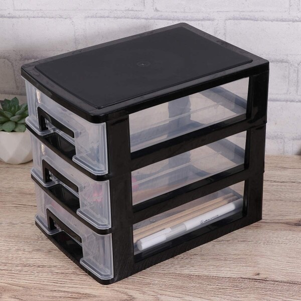Organizador Plastico 3 Cajones Niveles Multiuso Baño Oficina Color Variante Negro